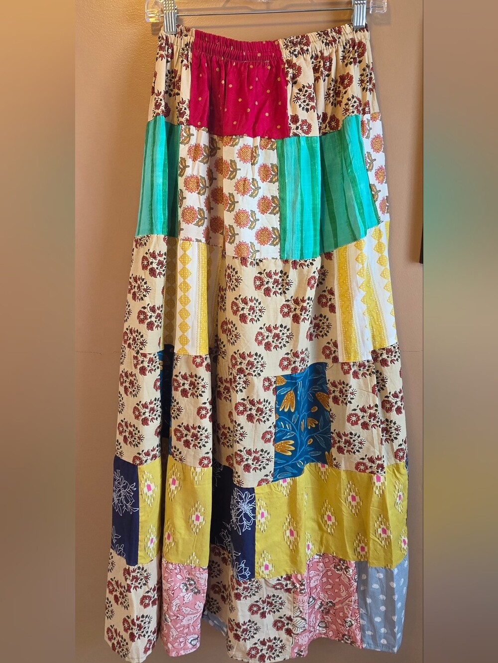 Ashley By 26 International Patchwork Maxi Skirt Boho Nwt